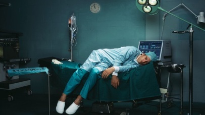 doctor exhausted tired